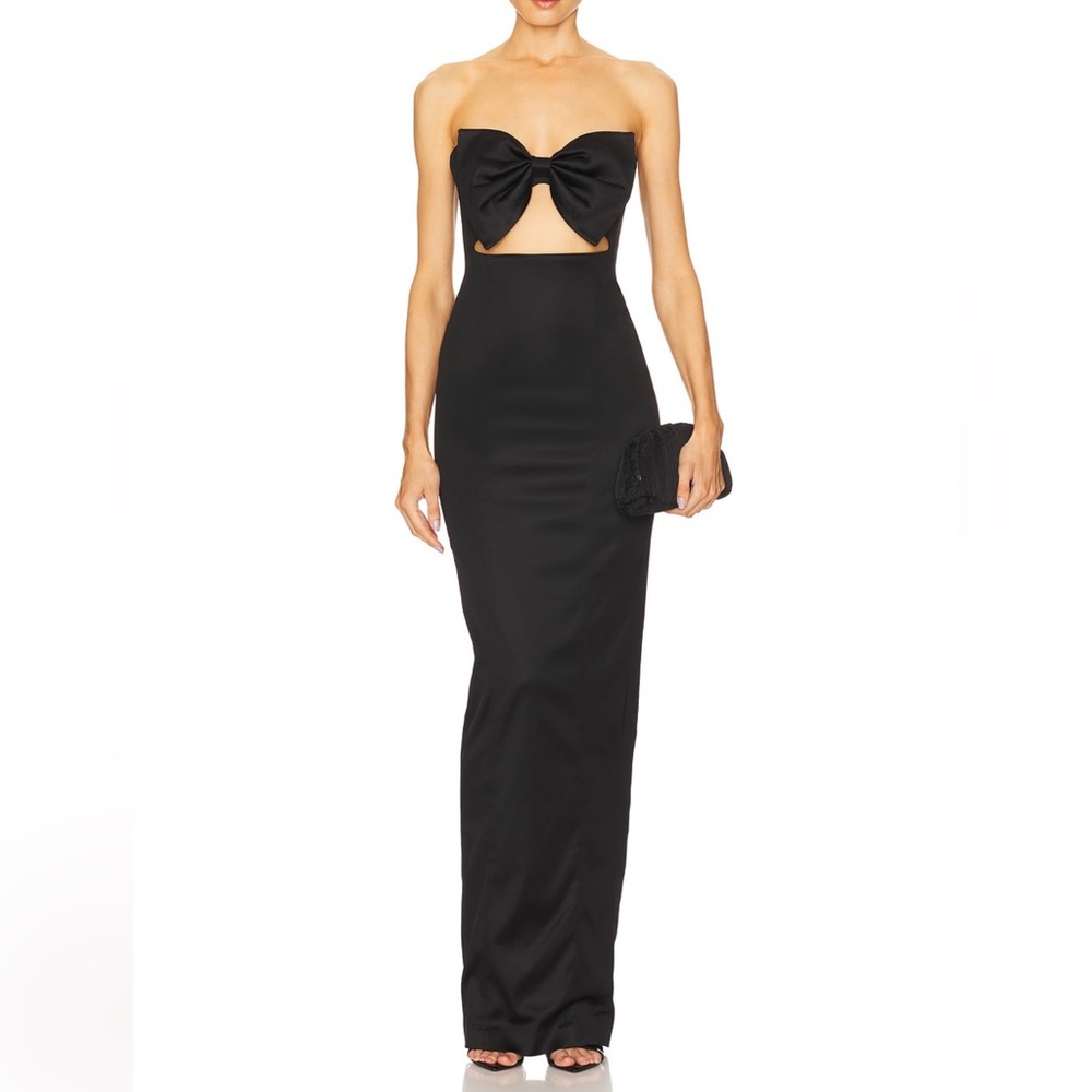 Chic Black Strapless Dress with Bow Accent BRAND NEW